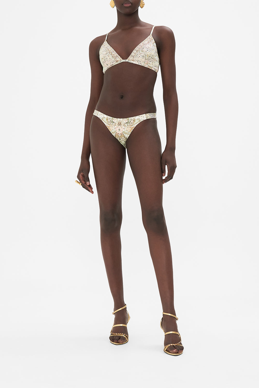 EMBELLISHED CHEEKY BIKINI BOTTOM W SIDE BAND