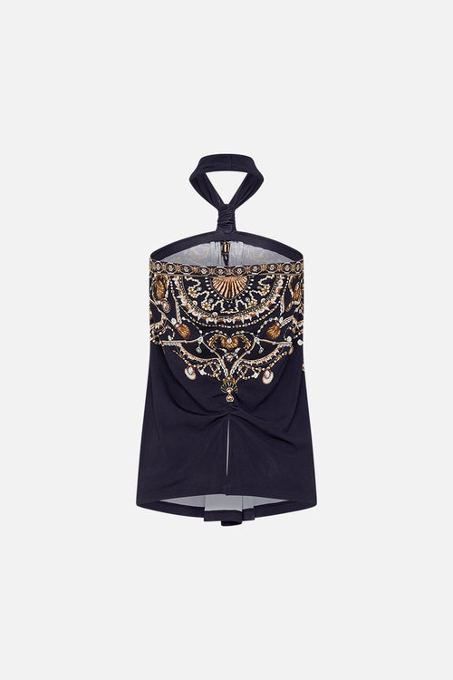 DRAPED JERSEY HALTER TOP