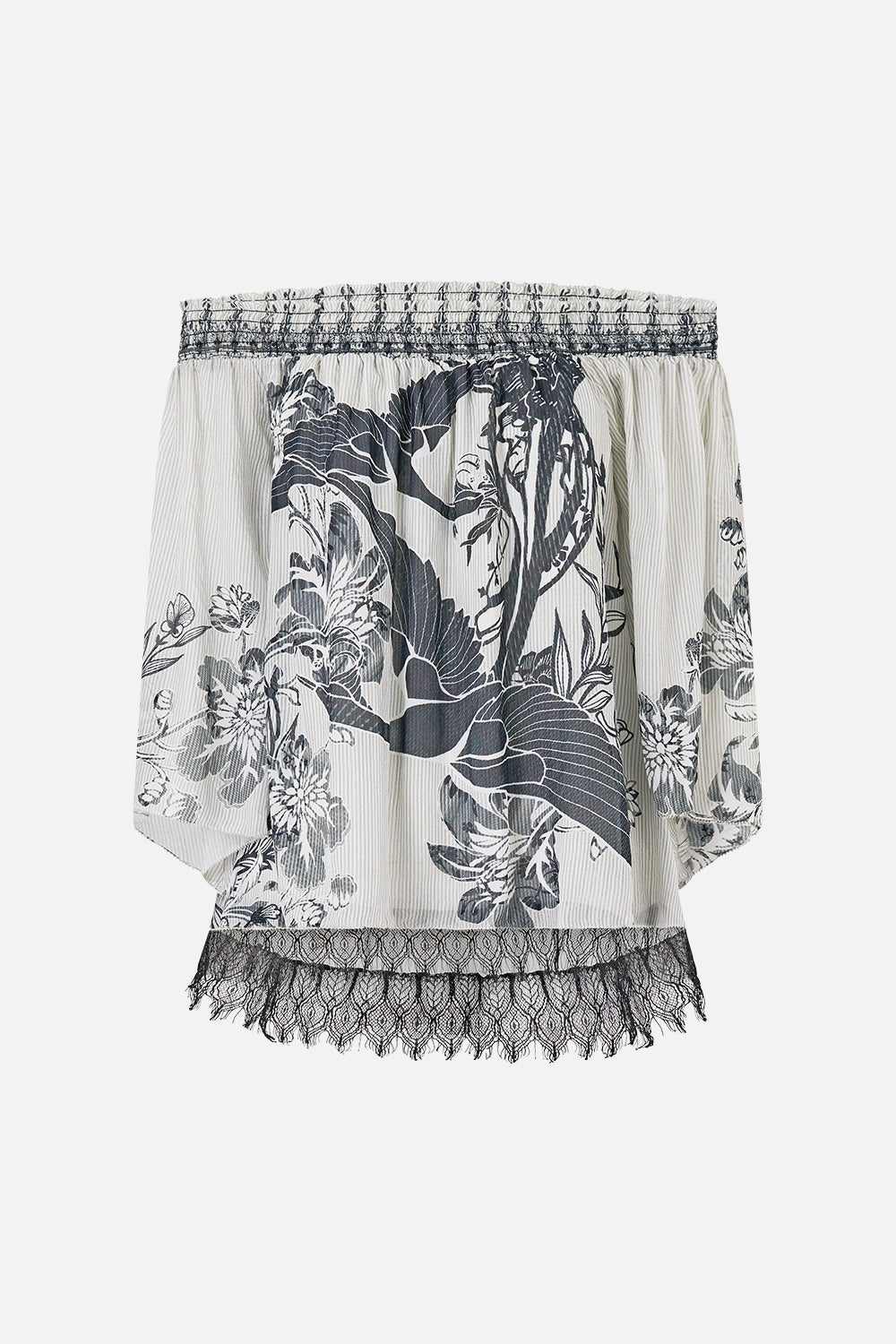 OFF SHOULDER SHIRRED BLOUSE