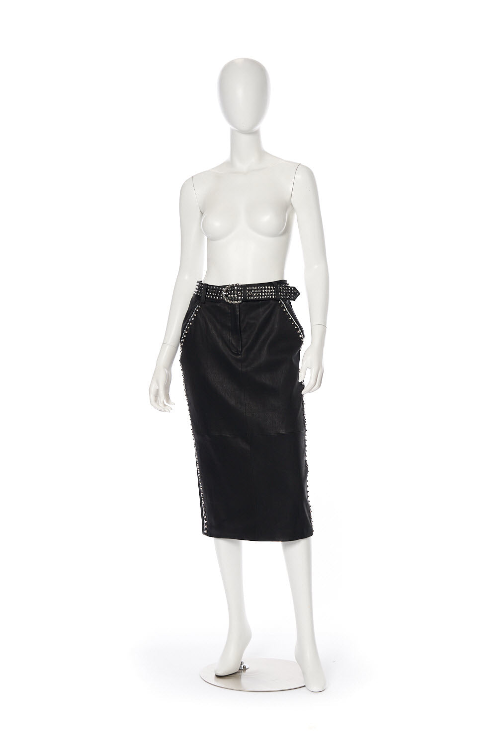 BELTED LEATHER SKIRT