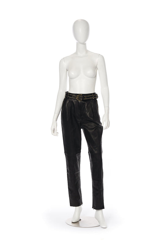 BELTED TROUSER WITH DRAPED SIDE