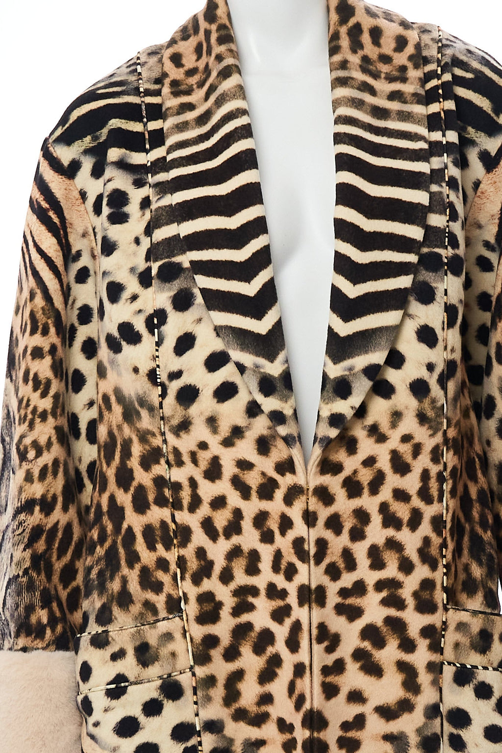 COAT WITH FAUX FUR TRIM AND BELT