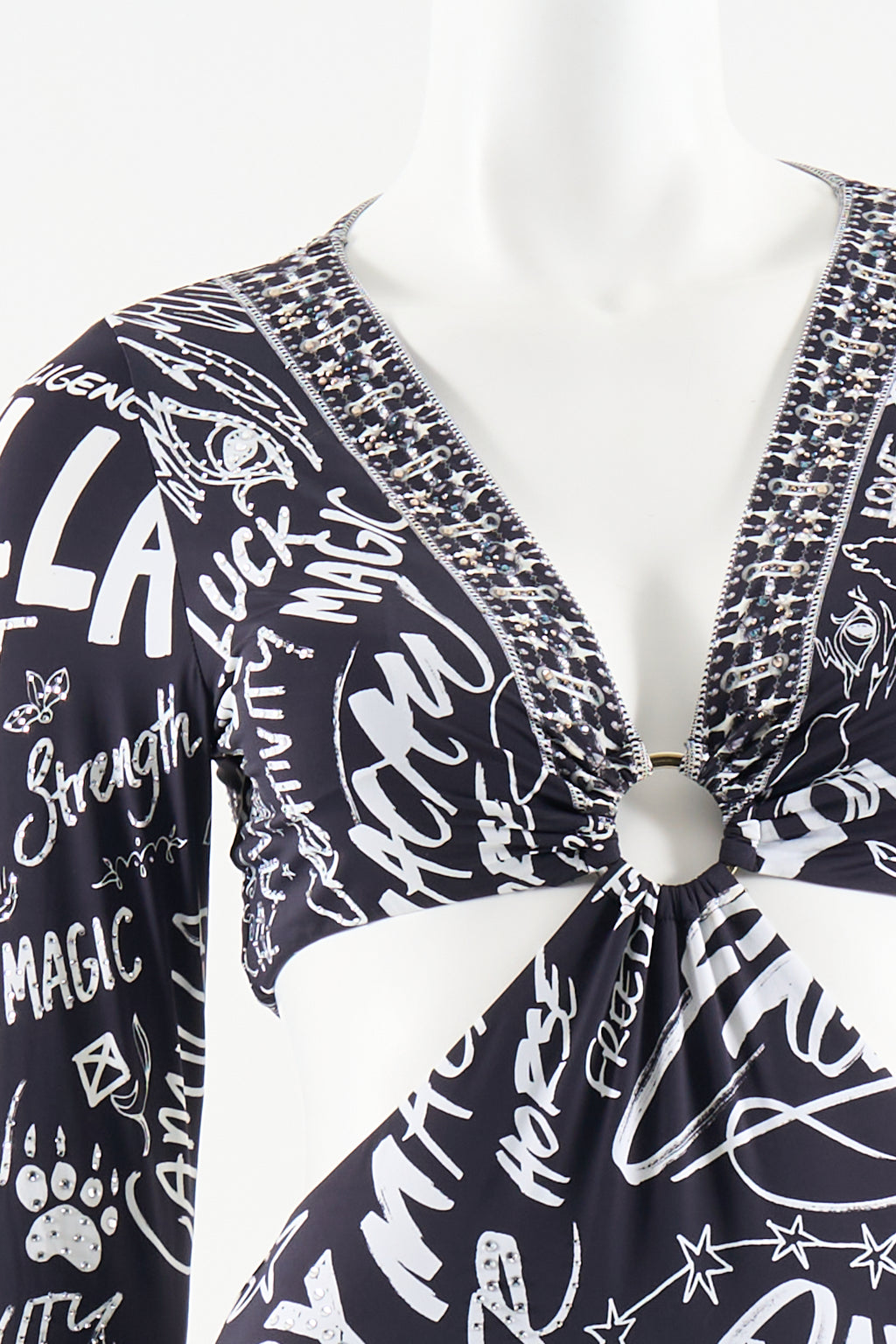 CUT OUT BODYSUIT WITH TRIM