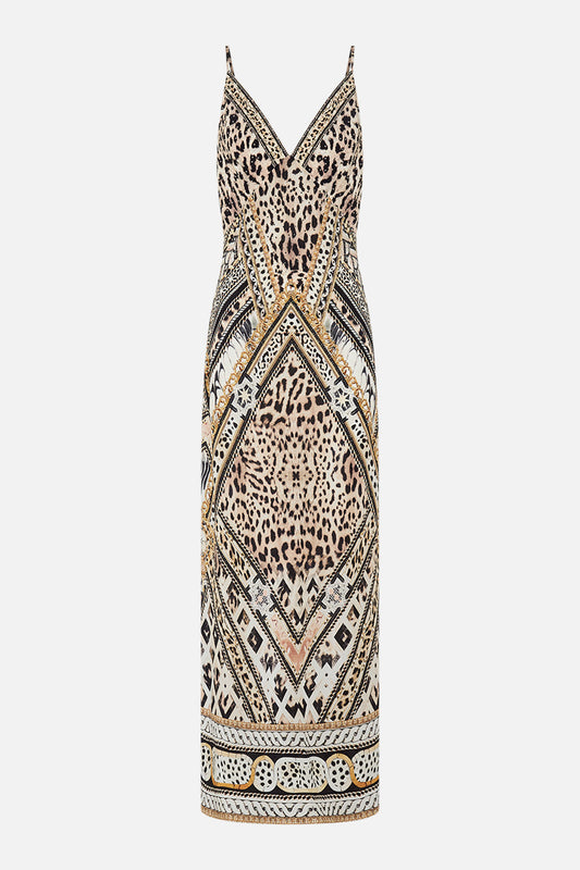 V NECK FULL LENGTH BIAS SLIP DRESS
