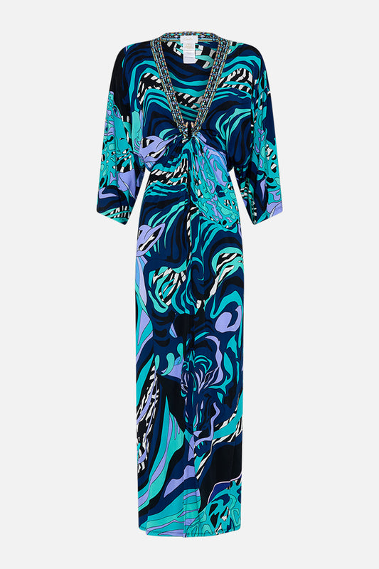 DRAPED JERSEY DRESS WITH HARDWARE