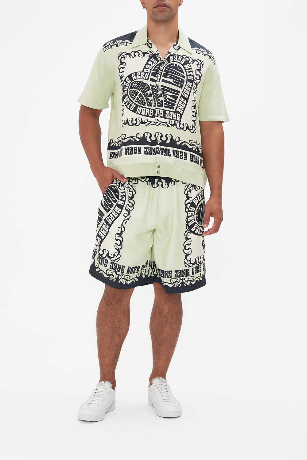 SHORT SLEEVE SILK SHIRT WITH KNIT SLEEVE