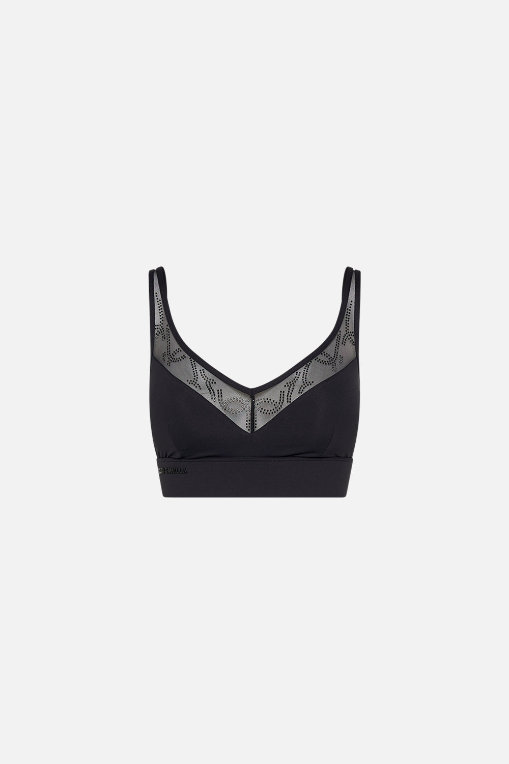 MESH INSERT V NECK CROP TOP