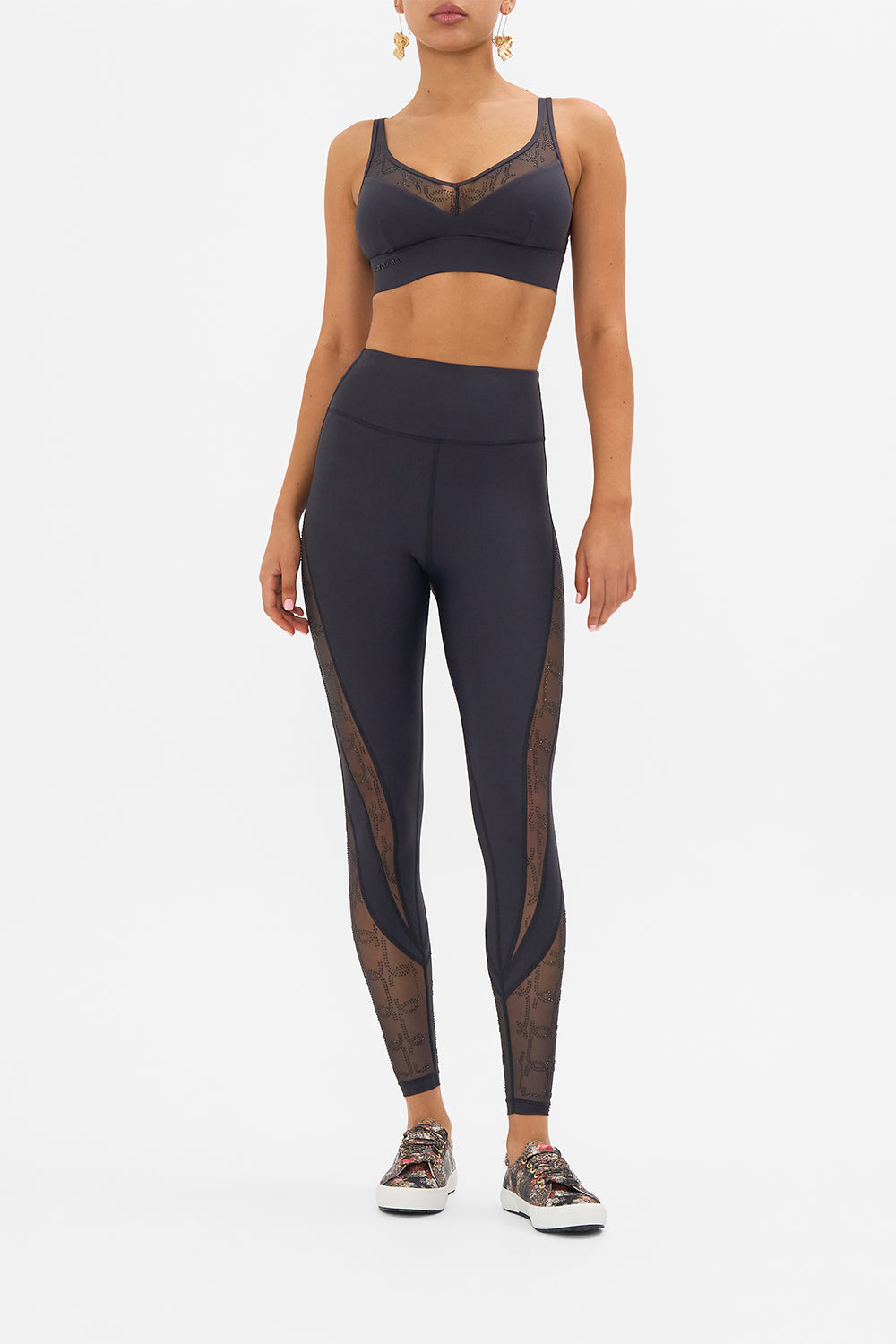 MESH INSERT V NECK CROP TOP