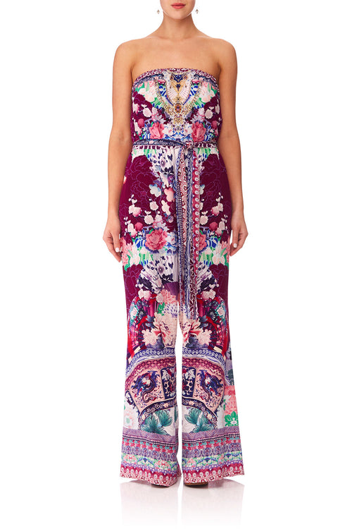 TIE WAIST STRAPLESS JUMPSUIT