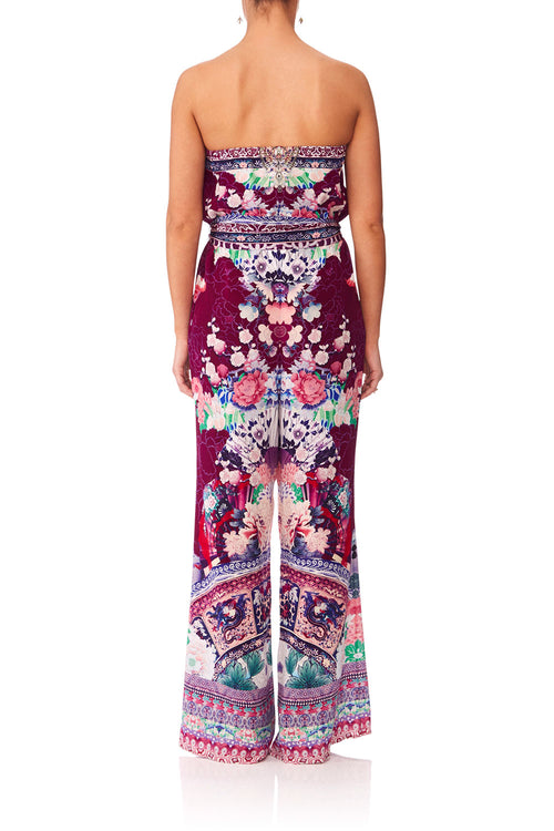 TIE WAIST STRAPLESS JUMPSUIT