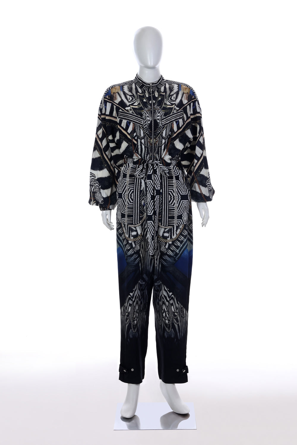 DRAWSTRING ZIP JUMPSUIT