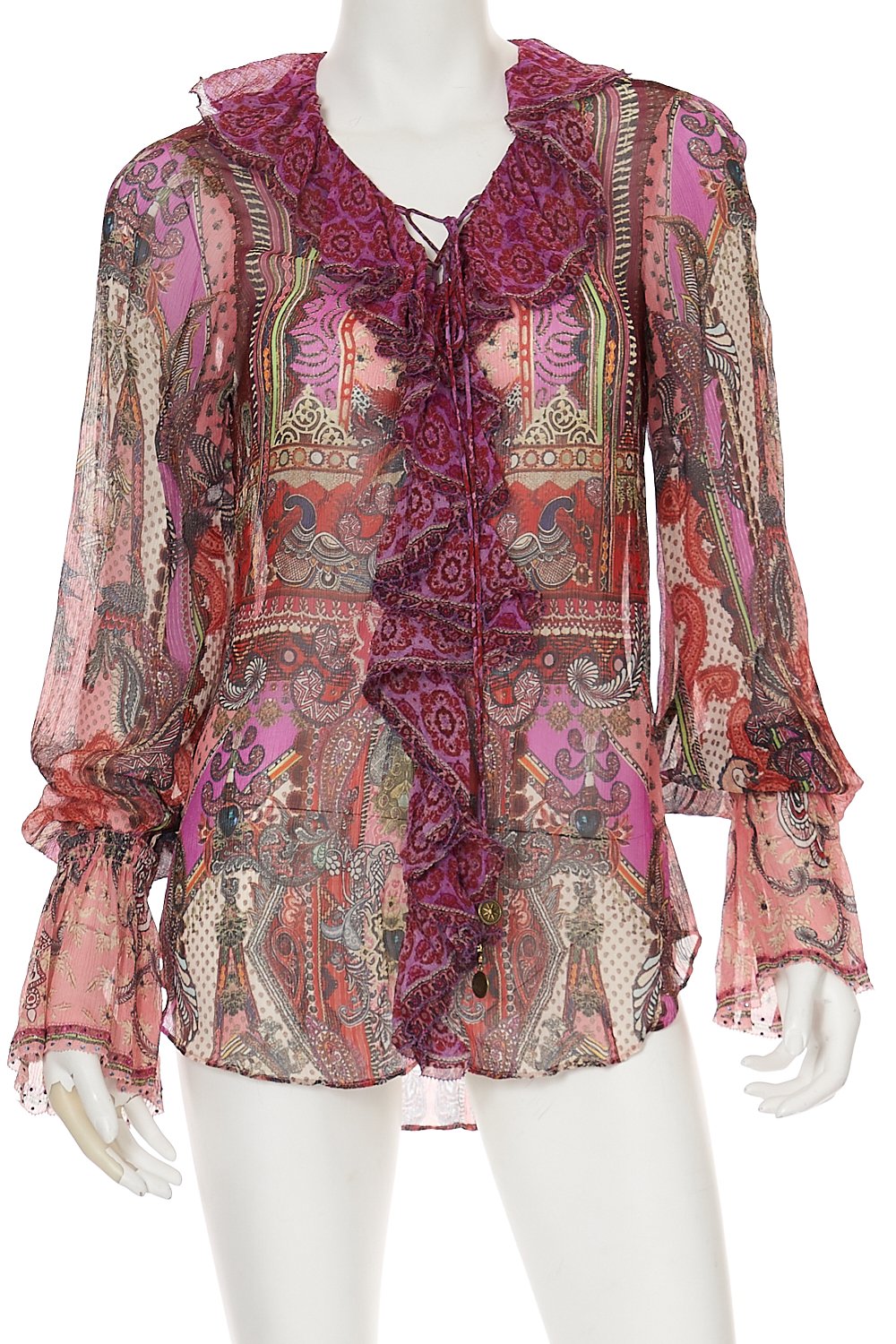 LACE UP RUFFLE BLOUSE
