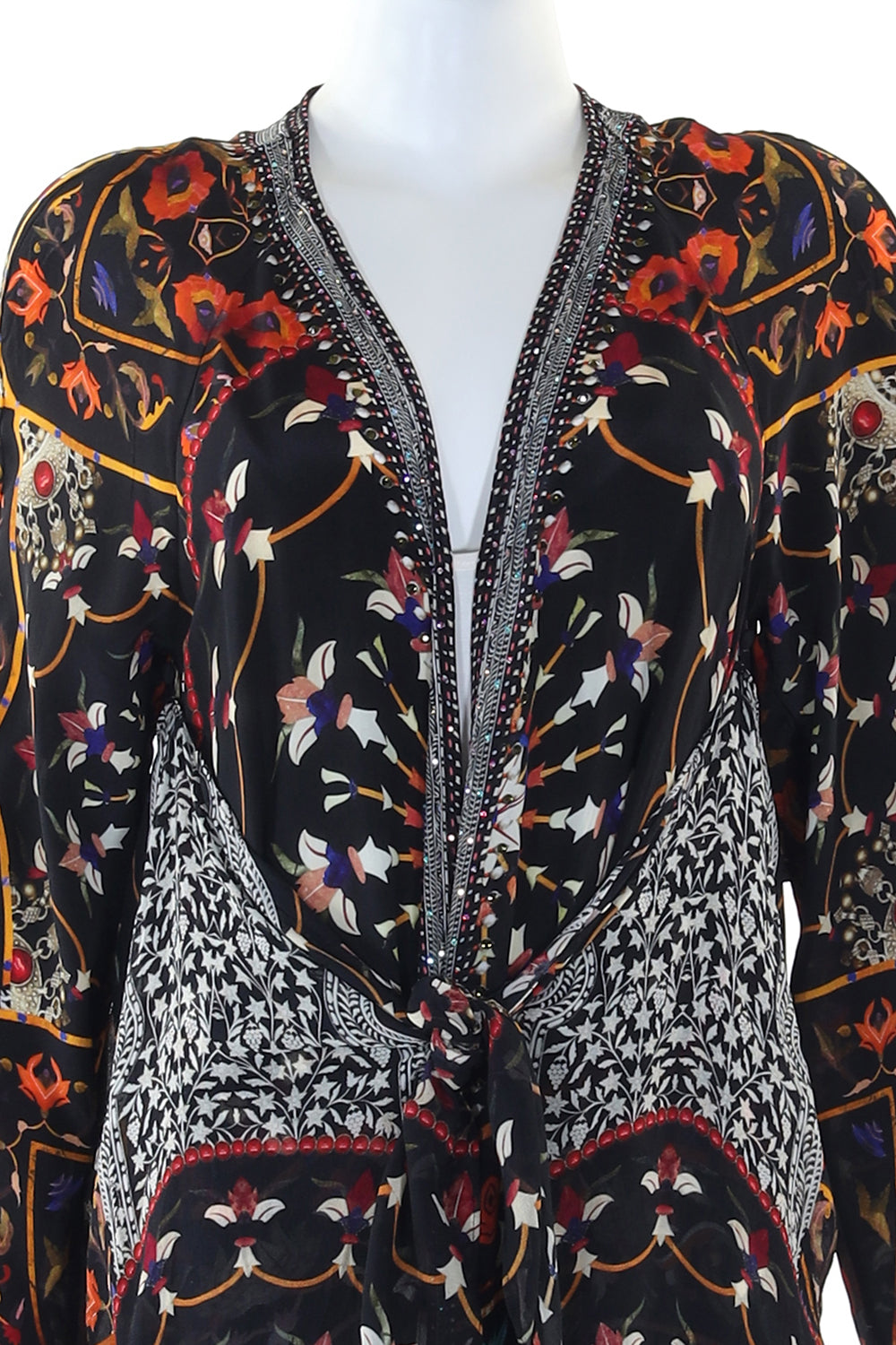 V-NECK OVERLAY WITH TIE WAIST