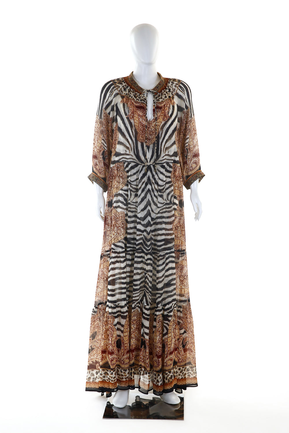 LONG GATHERED PANEL DRESS