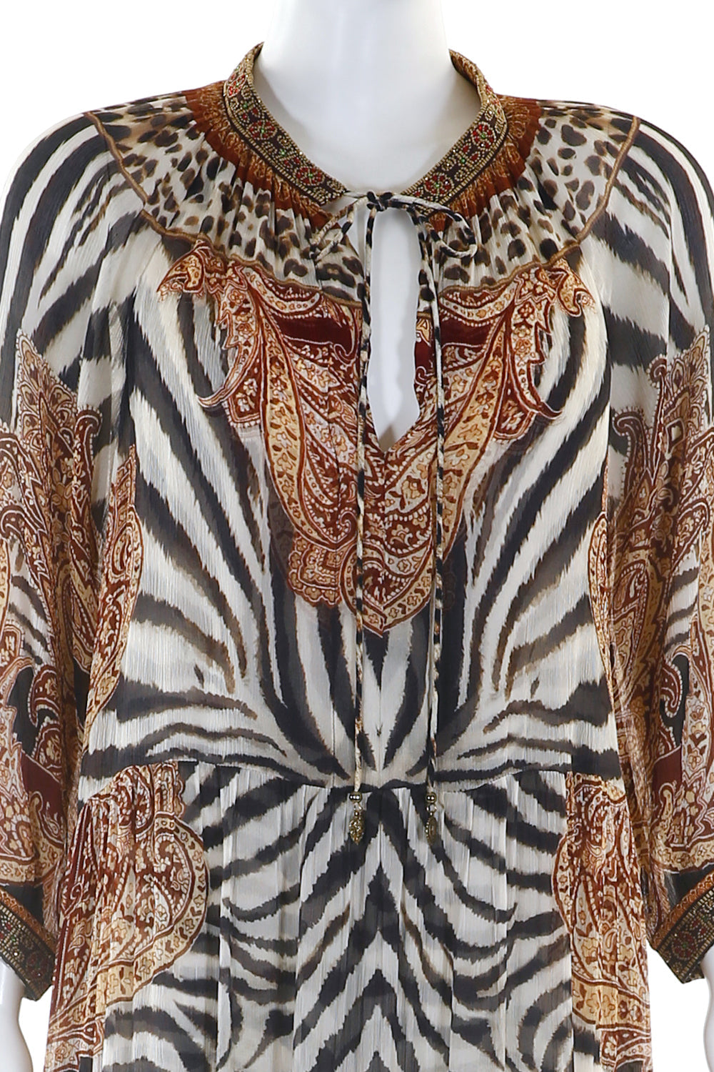 LONG GATHERED PANEL DRESS