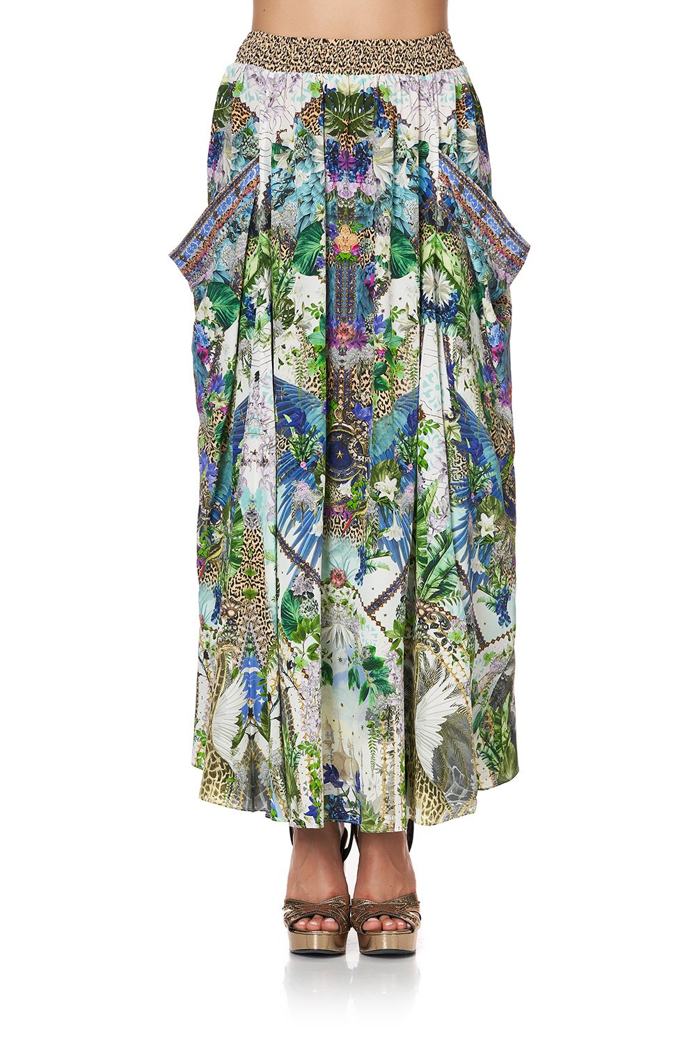 SHIRRED WAIST POCKET SKIRT